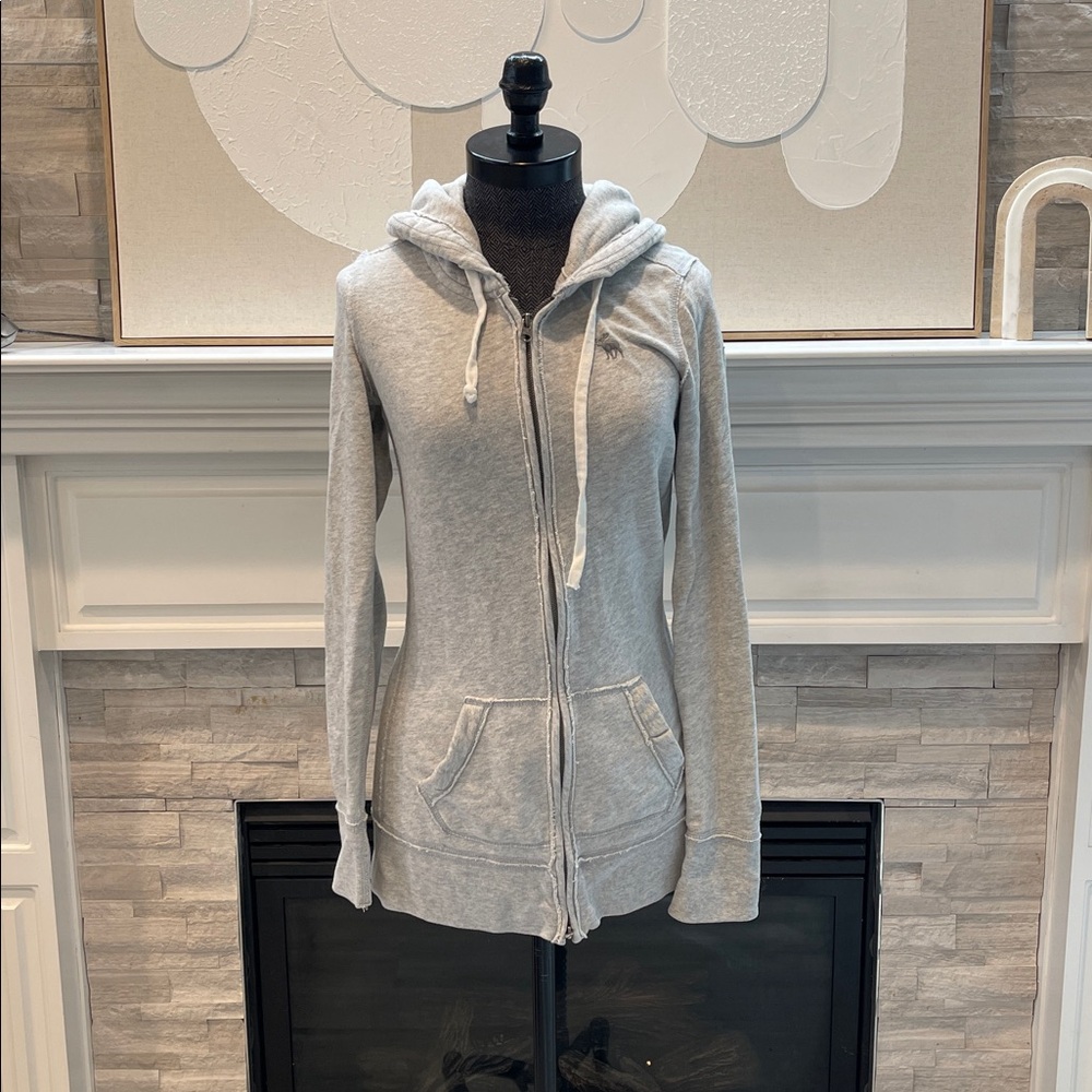 Abercrombie & Fitch Light Gray Full Zip Hoodie Jacket Size S - Picture 1 of 4